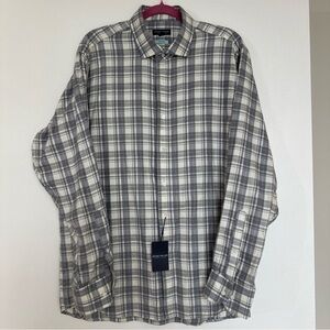 Peter Millar White and Gray Plaid Button Down Shirt